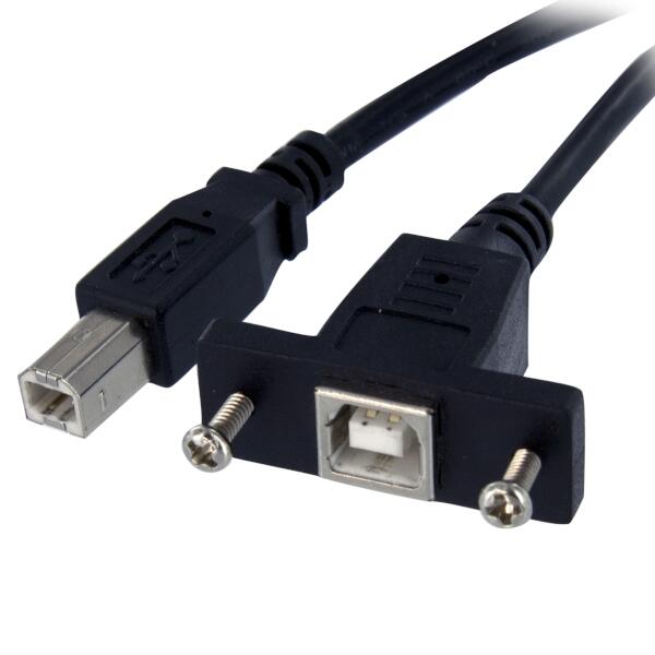 USB2.0パネルマウント型ケーブル30cmパネルマウント用Type-B(メス)-Type-B(オス)